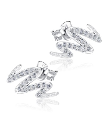 Curly Shaped With CZ Stone Silver Ear Stud STS-5491